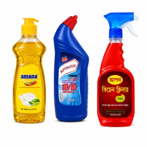 Dishwash 250 ml + Harpic 500 ml + Kitchen Cleaner 500 ml